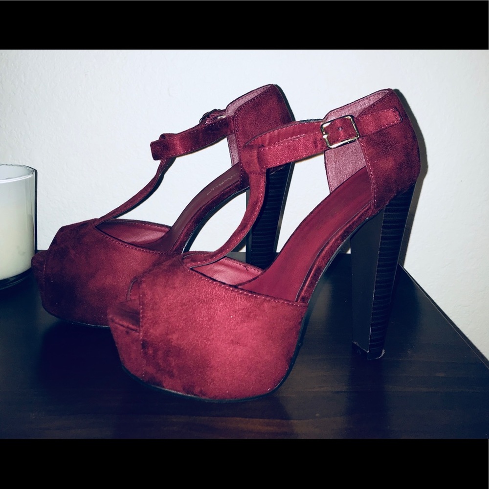 Faux Suede Platform Heel